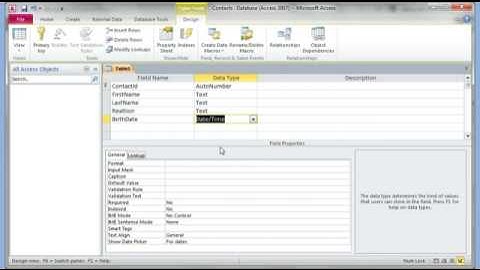 Microsoft Access 2007 2010 part 1 (Tables)