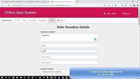 Online examination project in PHP and MYSQL with source code
