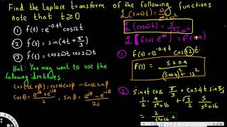 Find the Laplace transforms of the following functions