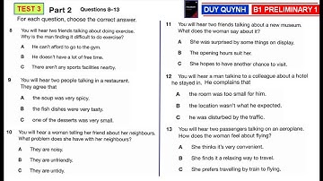 B1 PRELIMINARY 1   TEST 3 PART 2      #pet2020    #b1preliminary1