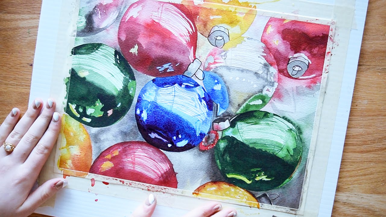 Painting Refelections In Watercolors~ Holiday Ornaments - Youtube