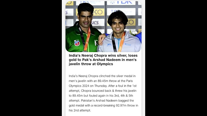 India's Neeraj Chopra wins silver,loses gold to Pak's Arshad Nadeem in javelin at Olympics “#shorts