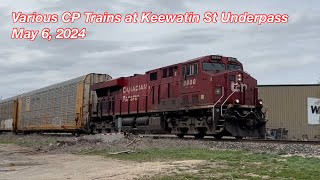 Various CP Trains at Keewatin St Underpass + PRS Freight Run w/ SD40 and High Hood GP9! (5/6/2024)
