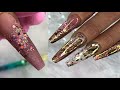 DIY Autumn/Fall Acrylic Nails | Long Coffin Ballerina shape | Glitter Planet
