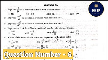 Rational Numbers | Class 8 Exercise 1A Question 6 | Rs Aggarwal | Md Sir