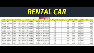 How to Make Rental Car Sheet in Excel in Hindi Urdu || Rent a Car Sheet in Excel screenshot 4