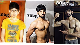 My 1 year natural body transformation (skinny to muscular 50kgto70kgto80kg️‍️