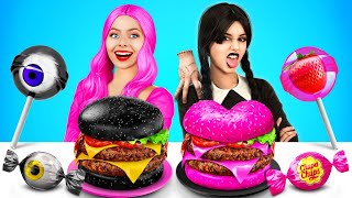 Black vs Pink Food Challenge | 24 Hours Battle with Black &amp; Pink Yummies by RATATA CHALLENGE