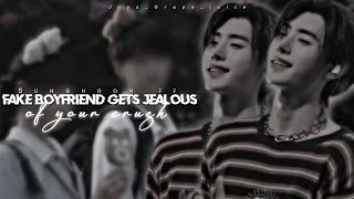 Sunghoon oneshot ||Fake boyfriend gets jealous of your crush even though...|| Enhypen ff