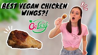REALISTIC VEGAN CHICKEN WINGS?! (with &quot;bone&quot;) || BeLeaf Drumstick REVIEW!!