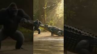 "Jungle Ki Jung: Gorilla vs Crocodile"!!! #viral #ai #shorts #shortvideo #ladai