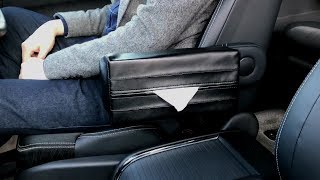 ナポレックス 車用ティッシュカバー シンプルな本革レザー調 レジ袋も取り付けられる