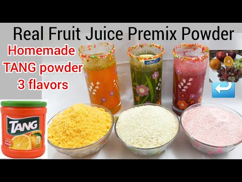 Natural fruit juice Tang premix powder at home 3flavors Orange Strawberry kachhi keri