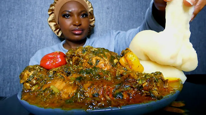 Asmr mukbang delicious turkey wings atama soup with water cassava fufu