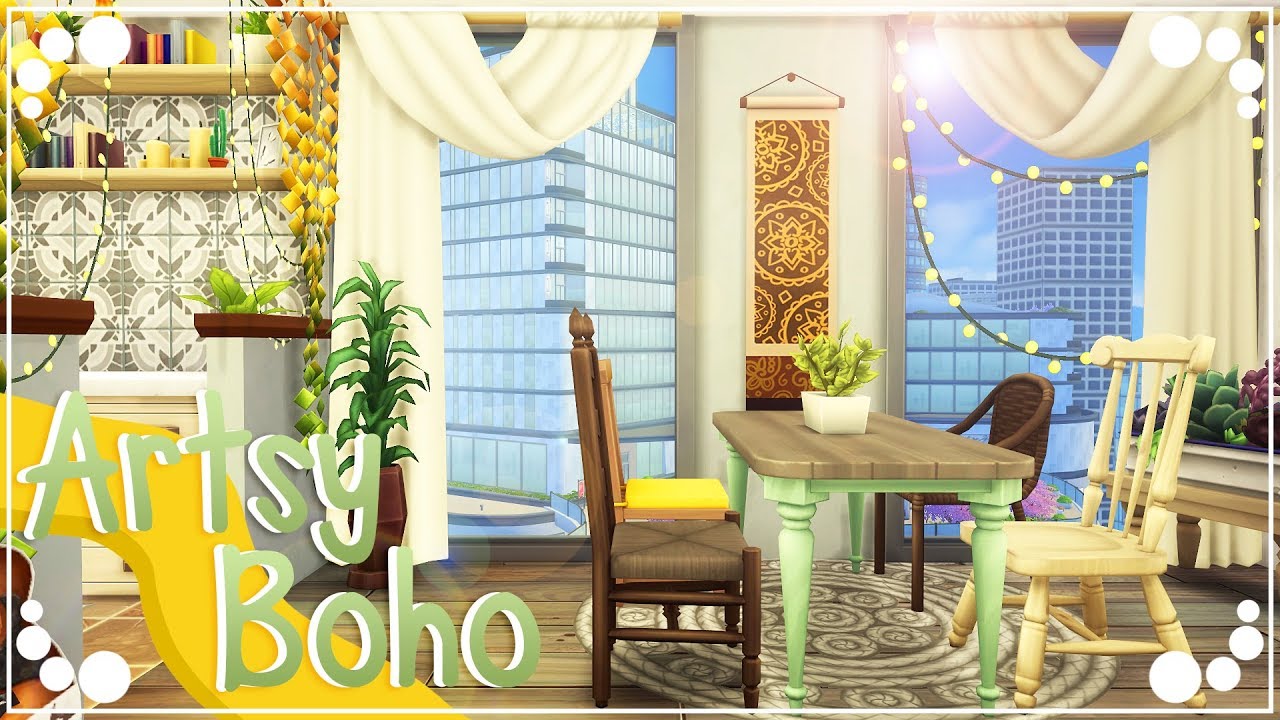 ARTSY BOHO APARTMENT 💚 | The Sims 4 | Speed Build - YouTube