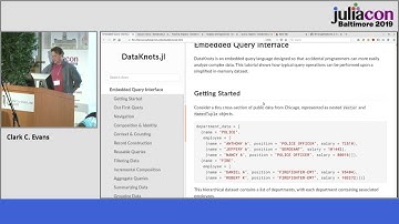 DataKnots.jl: An Extensible, Practical and Coherent Algebra of Query Combinators | JuliaCon 2019