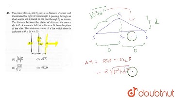 Two ideal slits `S_(1)` and `S_(2)` are at a distance `d` apart, and illuninated by light of