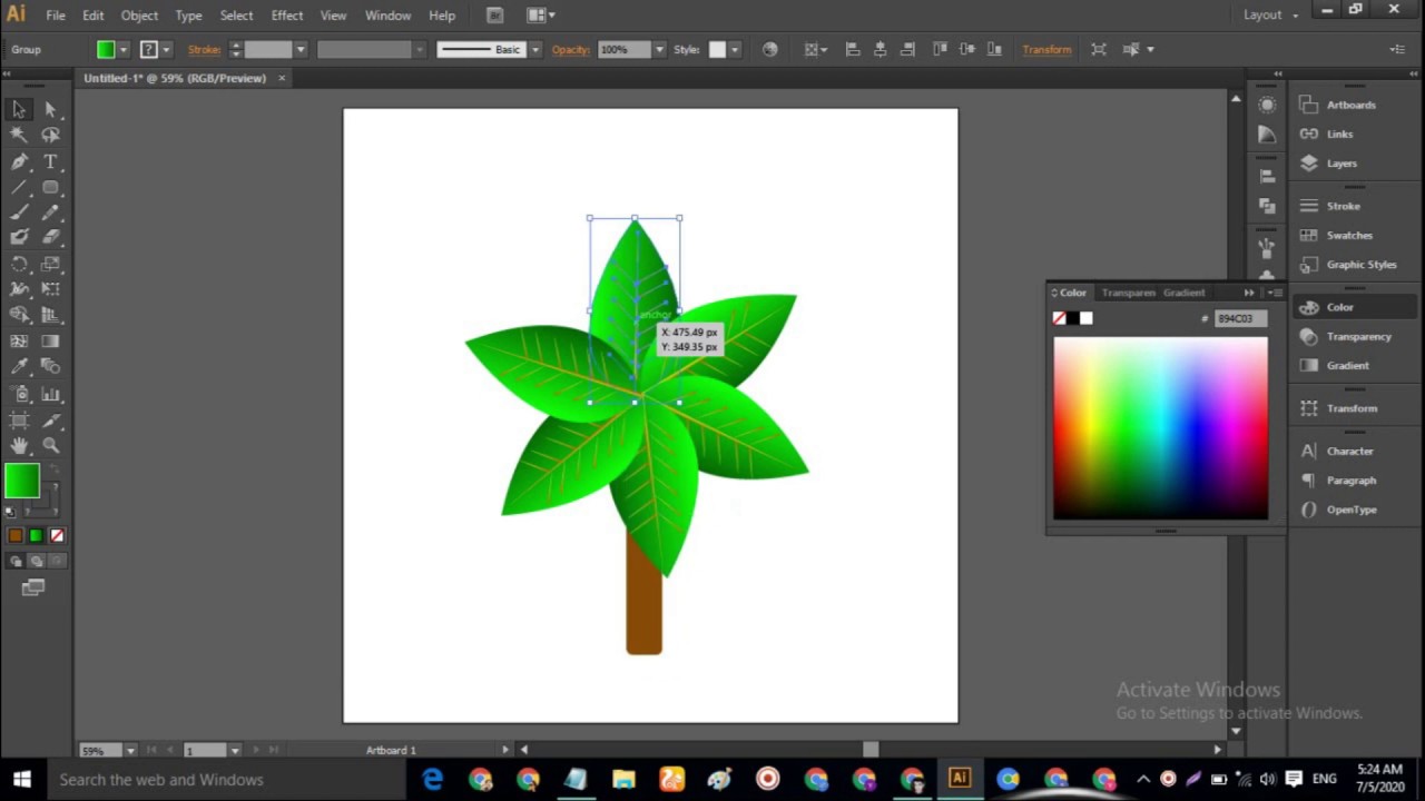 How to Make a tree in illustrator Adobe Illustrator with Pen Tool ...