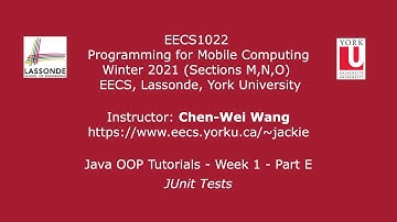 [HD] EECS1022 W21 - Java Tutorials - Week 1 - Part E - JUnit Tests