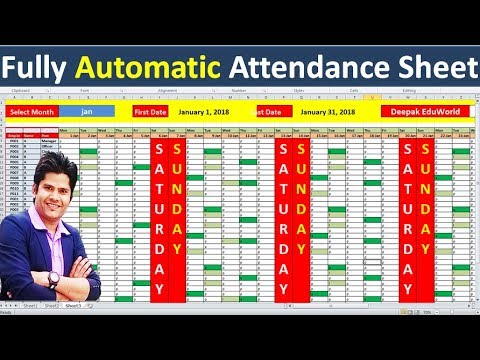 create fantastic fully automated attendance sheet in excel hindi youtube vacation tracker template 2018