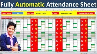 Create Fantastic Fully Automated Attendance Sheet in Excel | Hindi