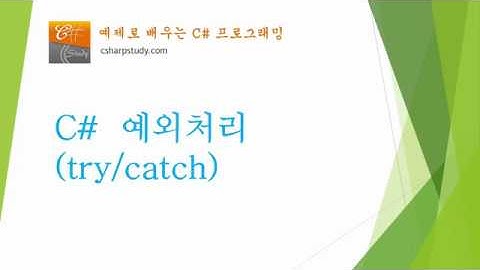 [C# 기초] 예외처리 / 에러 핸들링