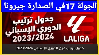 جدول ترتيب الدوري الإسباني الجولة 17 في الصدارة جيرونا ب44 نقطة