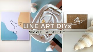 Line Art DIYs │ Aesthetic + Easy │ Embroidered Canvas Art, Air Dry Clay Line Art, Frame Line Art