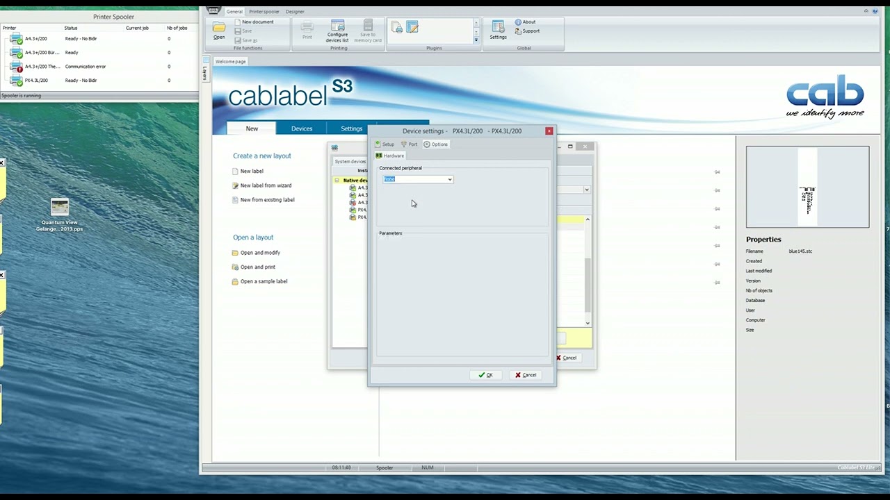 C-PACK Service - Configure Cablabel S3 for CPX4.3+ printer