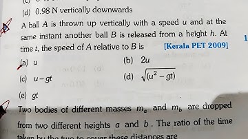 A ball A is thrown up vertically with a speed u and at the same instant another ball B is released