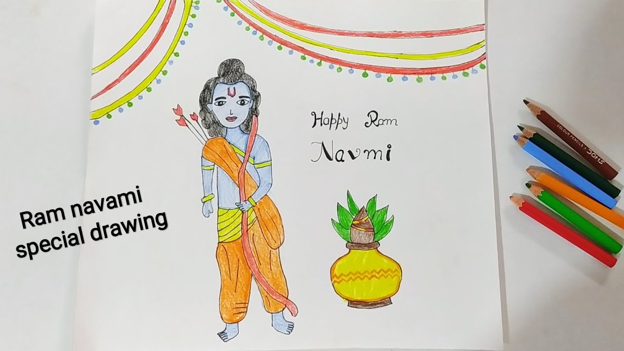 Ramnavami par drawing __ Ram navami special poster painting __ easy Ramnavami  drawing step by step__(1080P_HD) - video Dailymotion