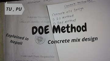 DOE Method || Concrete Mix Design || Concrete technology || Solved Numerical || IN Nepali || TU|| PU