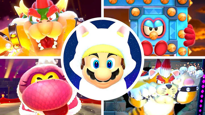 Super Mario 3D World - All Bosses with White Cat M...