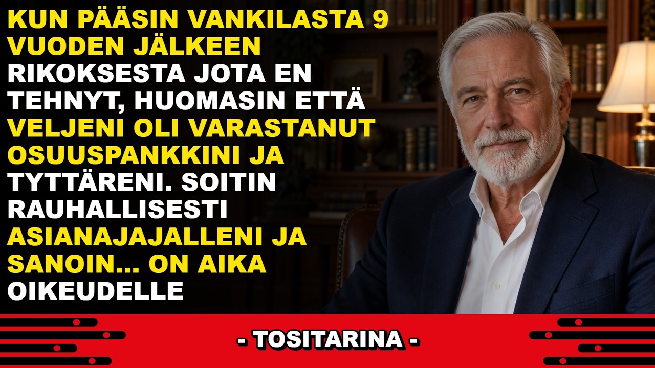 Seisoin oman taloni ovella, avaimet yhä toimivat, ja kuulin keittiöstä tyttäreni ja veljeni nauravan. He olivat jakaneet rahat ja selasivat esitteitä hoitokodista, johon minut aiotaan lähettää....