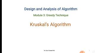 Kruskal's Algorithm using Greedy Technique