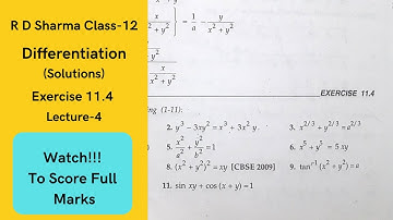 R D Sharma Class-12 Differentiation Exercise 11.4(Lec-4) #mathematics #differentiation