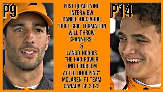DANIEL RICCIARDO & LANDO NORRIS POST QUALIFYING INTERVIEW CANADIAN GP 2022