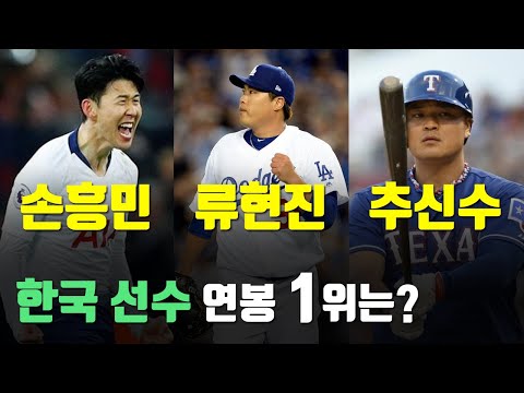   손흥민 류현진 추신수 2019 연봉 전격 비교 분석 한국 선수 연봉 순위 TOP3 류현진 사이영상 받으면