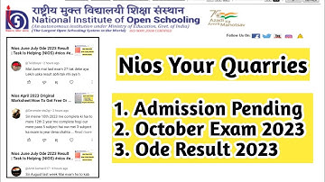 Nios Your Quarries Admission Pending Ode Result 2023 October Exam 2023 |Task Is Helping (NIOS) #nios
