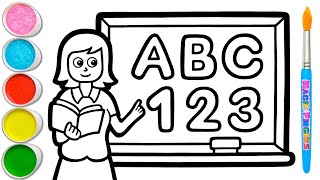 menggambar melukis mewarnai gambar guru yang mengajar abc 123 untuk anak balita 249