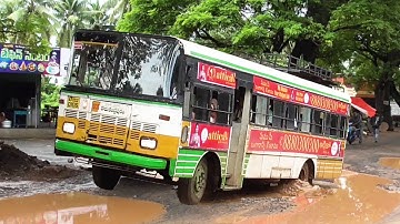 Bus video | APSRTC pallevelugu passenger bus is going in pit road to heavy rain | Crazy Bus Driving