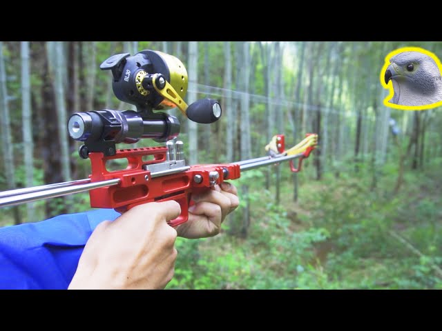 Slingshot rifle with fishing wheel and dart performs awesome! can