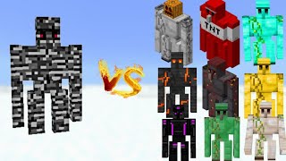 Insane Fight: BedRock Golem vs All Golem Fight in Minecraft x100