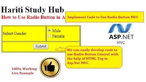 How to Use Radio Button in Asp.Net MVC | Hindi | Pass Data View to Controller | Free Online Classes