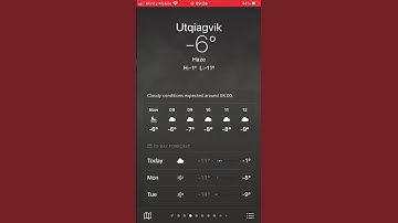 Haze night scene for Barrow, Alaska on IOS weather app
