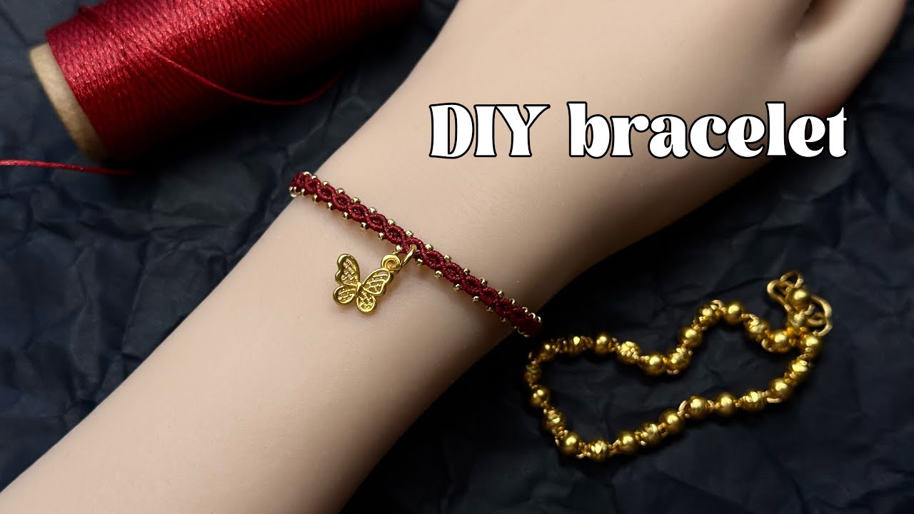 【编绳教程】超简单串珠红手绳腕饰·步骤清晰，超级简单的编法，赶紧跟着视频一起DIY吧