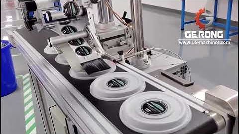 Tray box container cover lid top flat surface labeling machine testing video