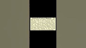 Council of Select Masters: Encyclopedia of Freemasonry By Albert G. Mackey