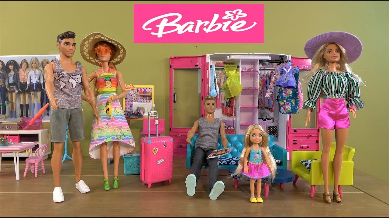 Barbie and Ken Fashion Design Studio with Barbie Helping Friend Megan to  Pack for Exotic Vacation 