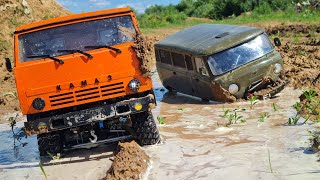 KAMAZ is just rushing ... But you need to take the UAZ Loaf! ... Offroad truck test ... RC OFFroad